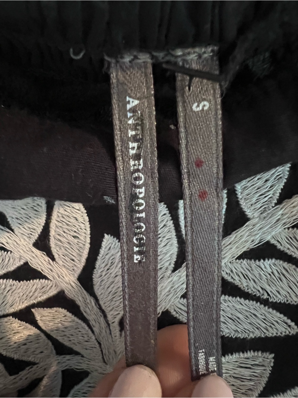 Anthropologie Anthracite Mini Dress with White Floral Embroidery - Picture 7 of 8